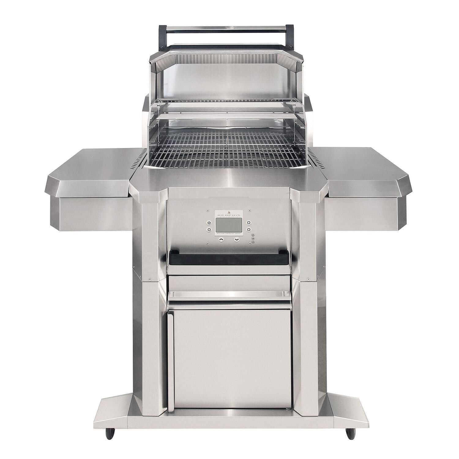 Memphis Grills MG01-06-001 Elevate Pellet Grills w/Fully Enclosed Cart - Hood Open - White Background thumbnail