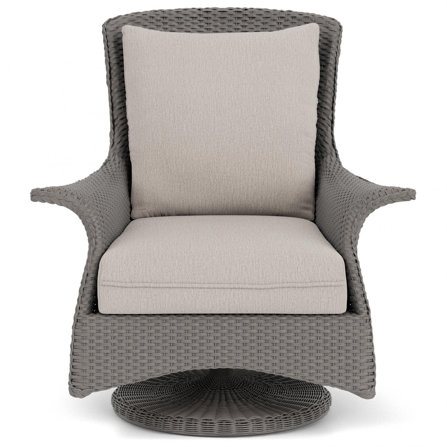 Mandalay Lloyd Loom Swivel Rocker Club Chair in Pewter/Remy Cloud by Lloyd Flanders