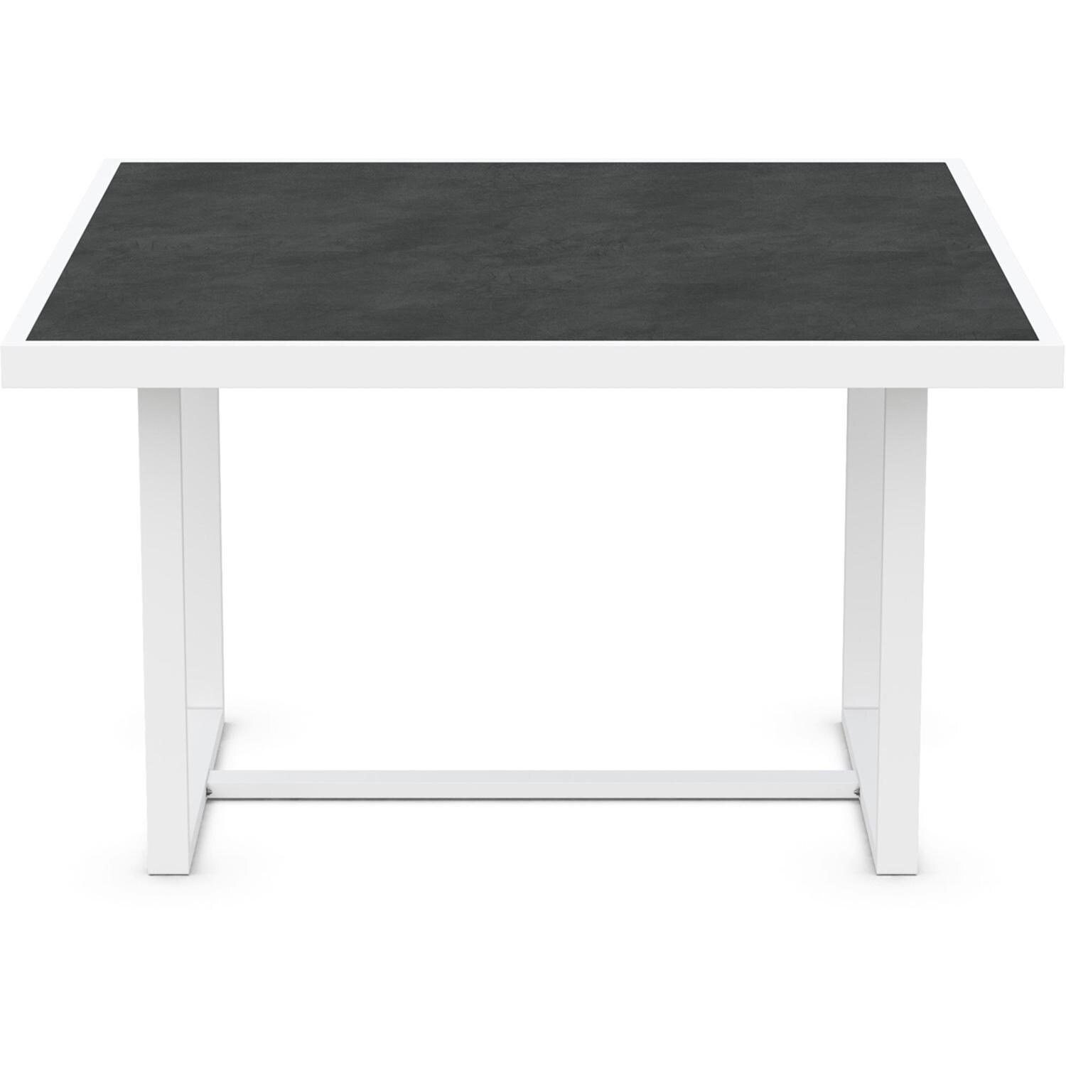 Azzurro Living Pavia 48 Inch White Aluminum Dining Table W/ Micron Dekton Top - Front - White Background thumbnail