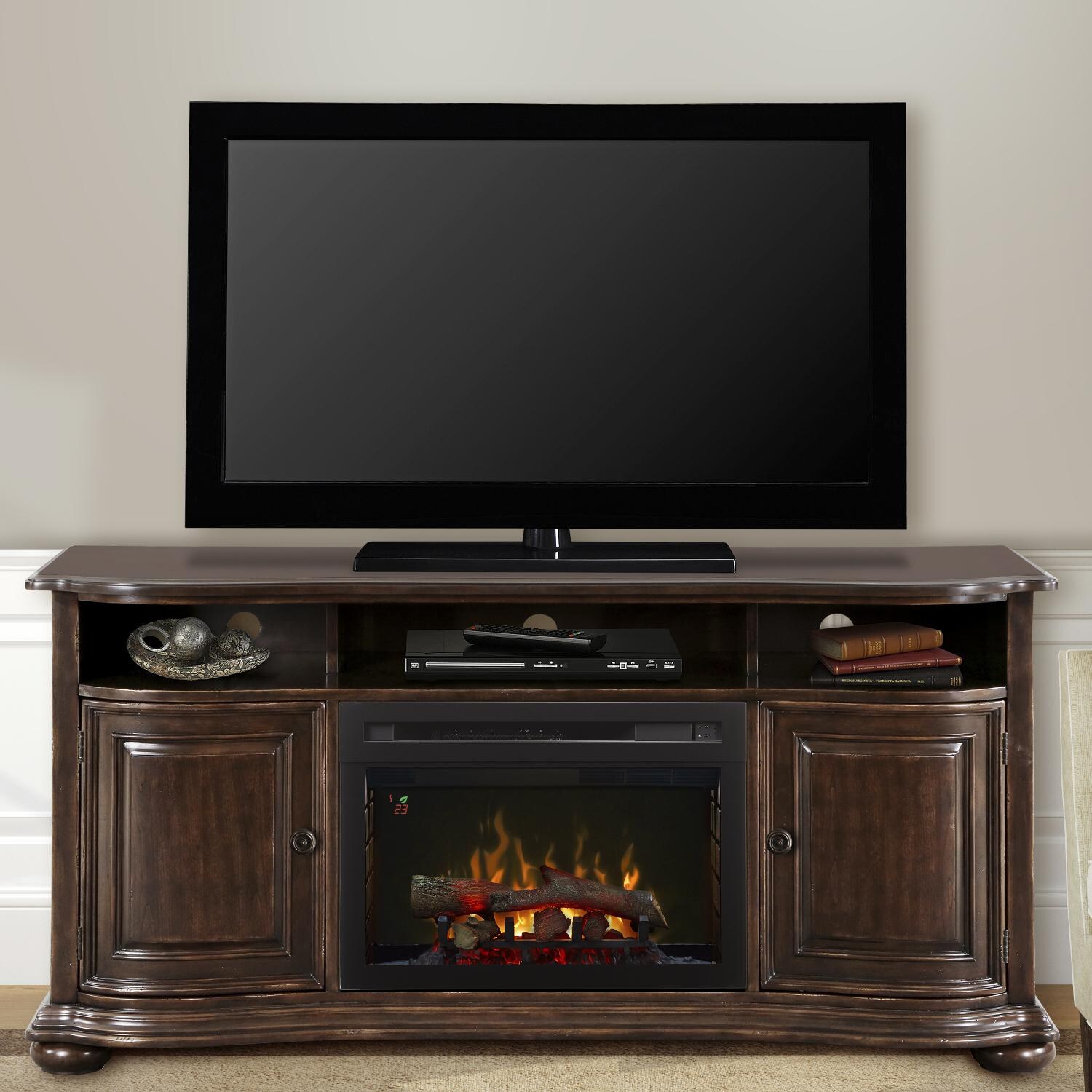 Dimplex Multi-Fire XD Henderson 66-Inch Electric Fireplace Media Console - Realogs - Cherry - GDS25LD-1414HC