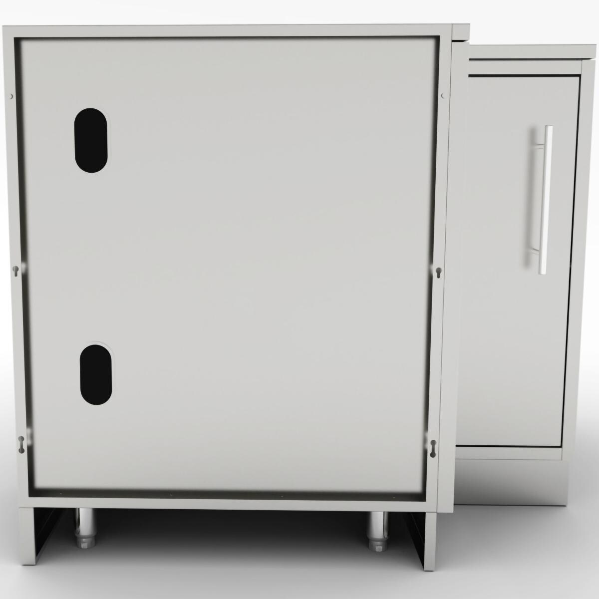 Sunstone SBC12SLS Outdoor Kitchen 90 Degree Corner Island Cabinet w/ Lazy Susan Shelves - Left Side - White Background thumbnail