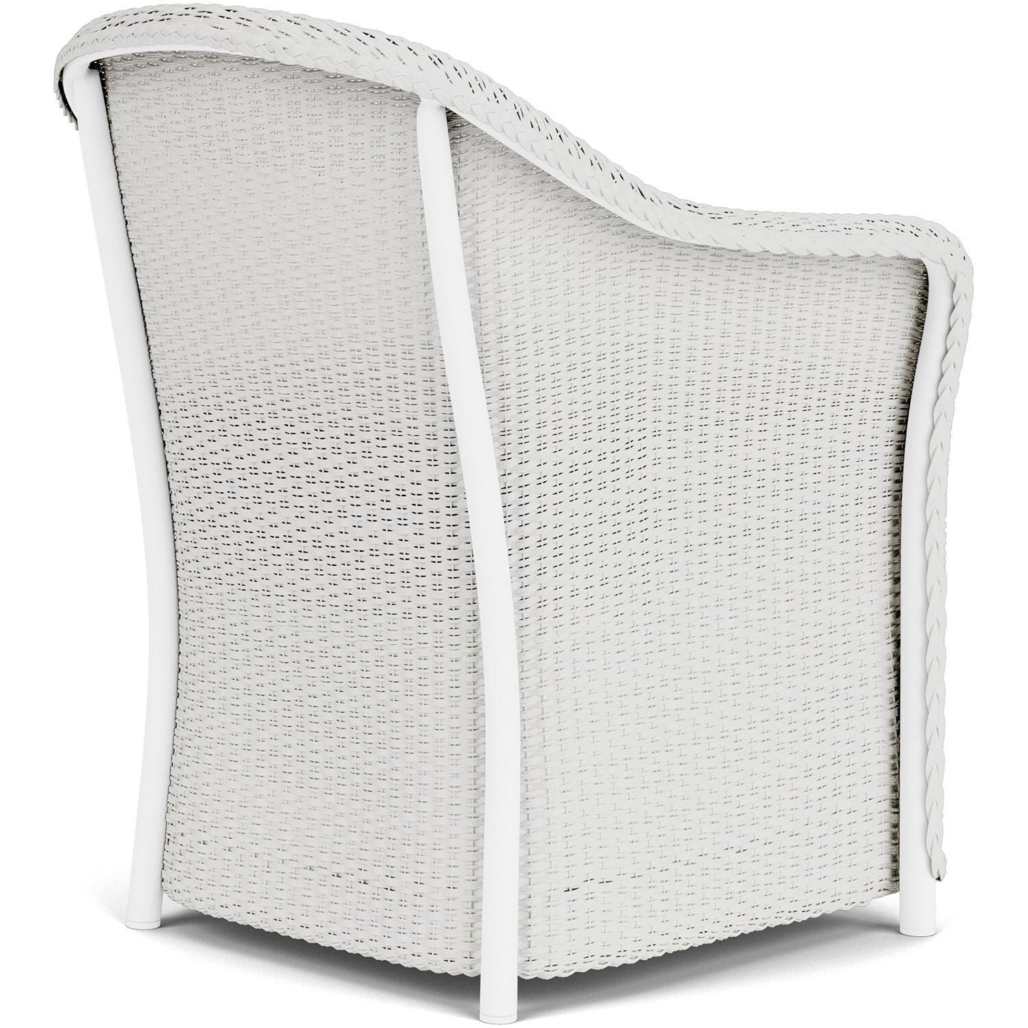 Lloyd Flanders Weekend Retreat Dining Armchair in Matte White Finish W/ Tundra Dove Fabric - Back Right thumbnail