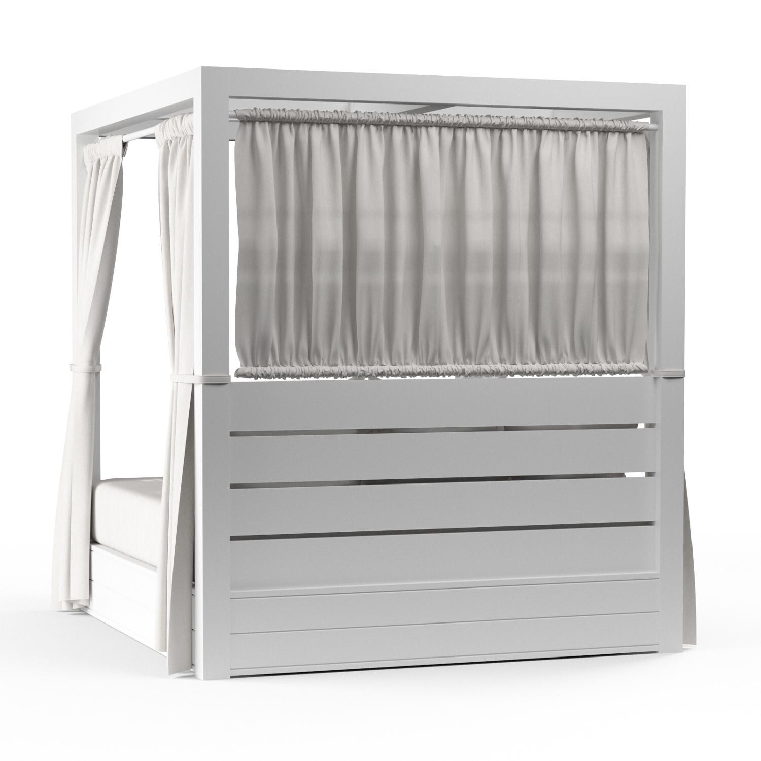 Sunset West - Newport 9 Piece Aluminum Patio Dining Set W/ Dining Table & Sunbrella Cast Silver Cushions - Daybed Rear View thumbnail