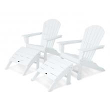 South Beach 4 Piece Recycled Plastic Wood Patio Adirondack Set By POLYWOOD - White