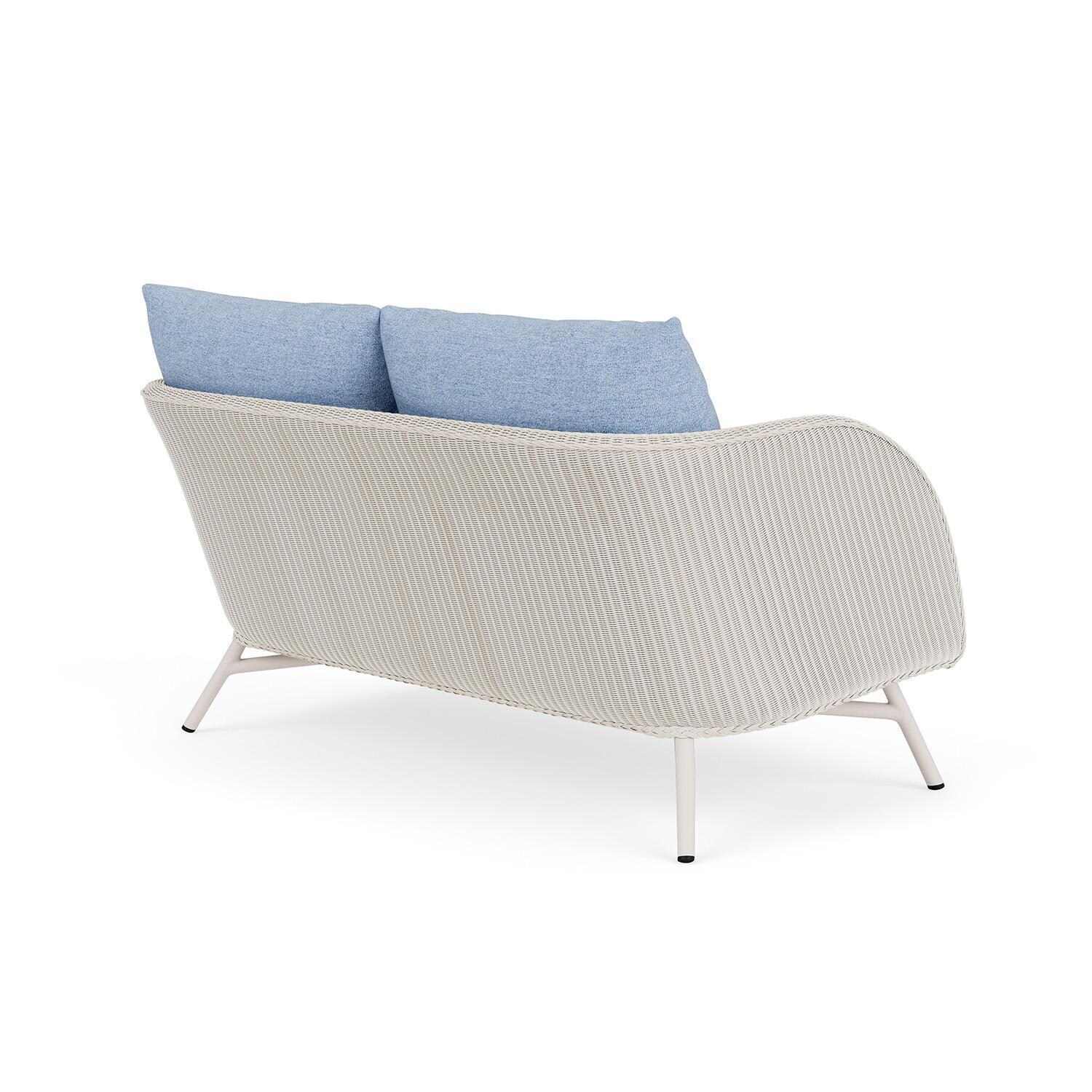 Lloyd Flanders Essence Loveseat W/Demo Skyway Fabric - Antique White Finish - Back Right thumbnail