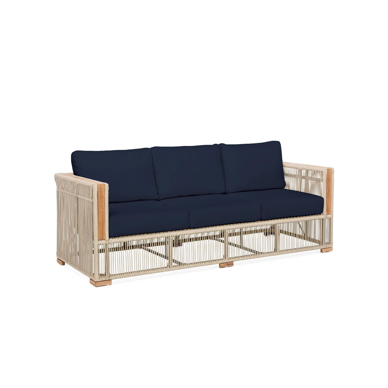 Pelican View 3 Person Woven Rope Sofa in Indigo by Lakeview Outdoor Designs - Angled - White Background thumbnail