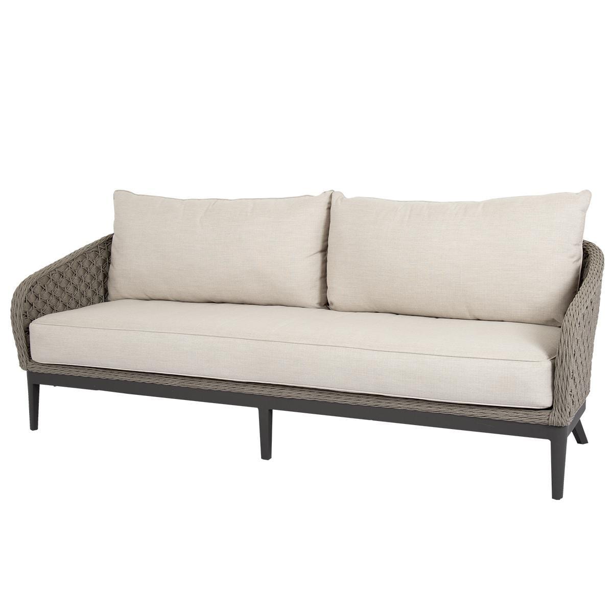 Sunset West - 4501-23-57005 - Marbella Rope & Aluminum Patio Sofa W/ Sunbrella Echo Ash Cushions - Angled - White Background thumbnail