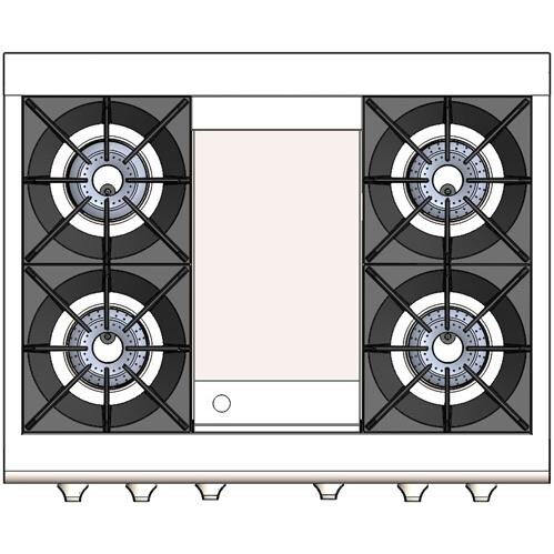 Capital Culinarian 36-Inch 4-Burner Propane Gas Range With Thermo Griddle - Top View thumbnail