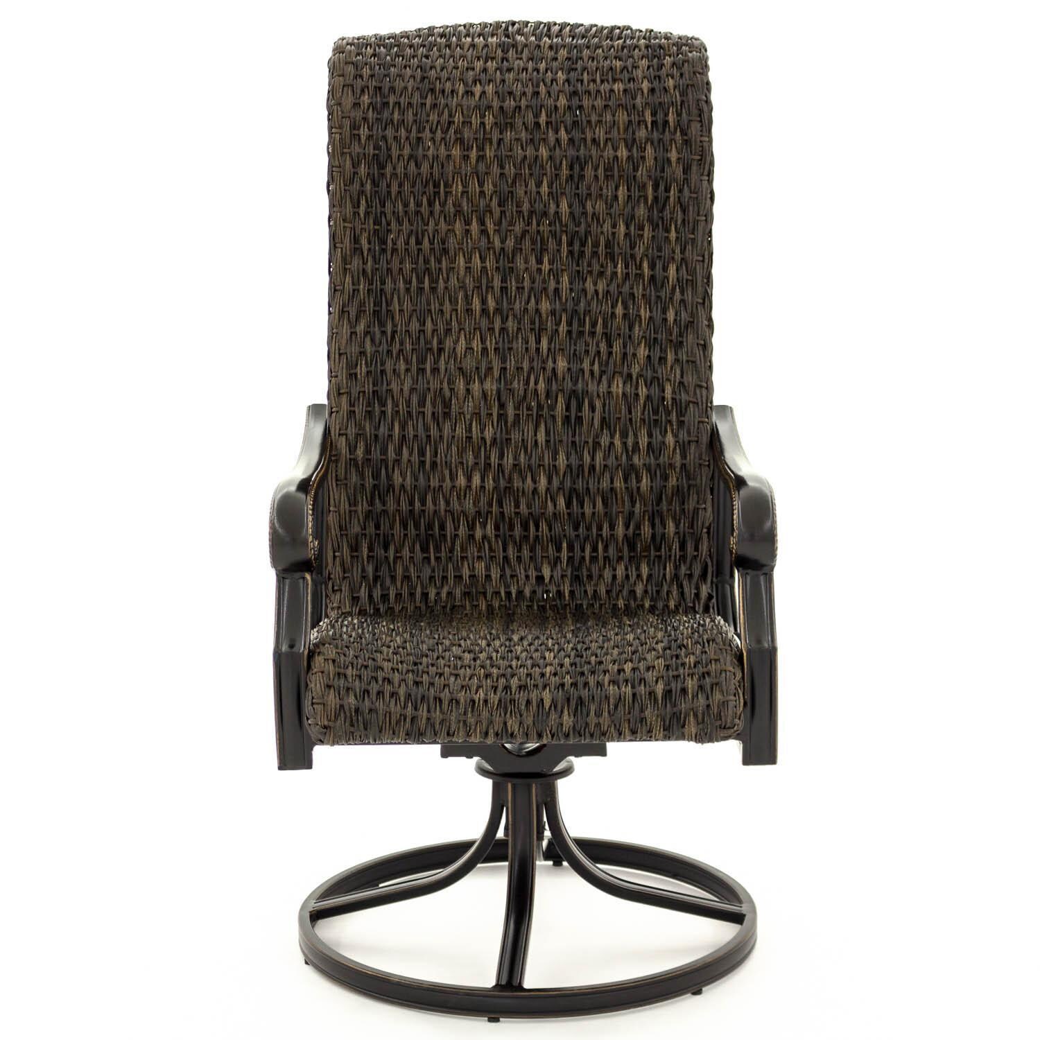 Du Monde Banana Leaf Wicker Patio Swivel Rocker Dining Chair - Front View thumbnail
