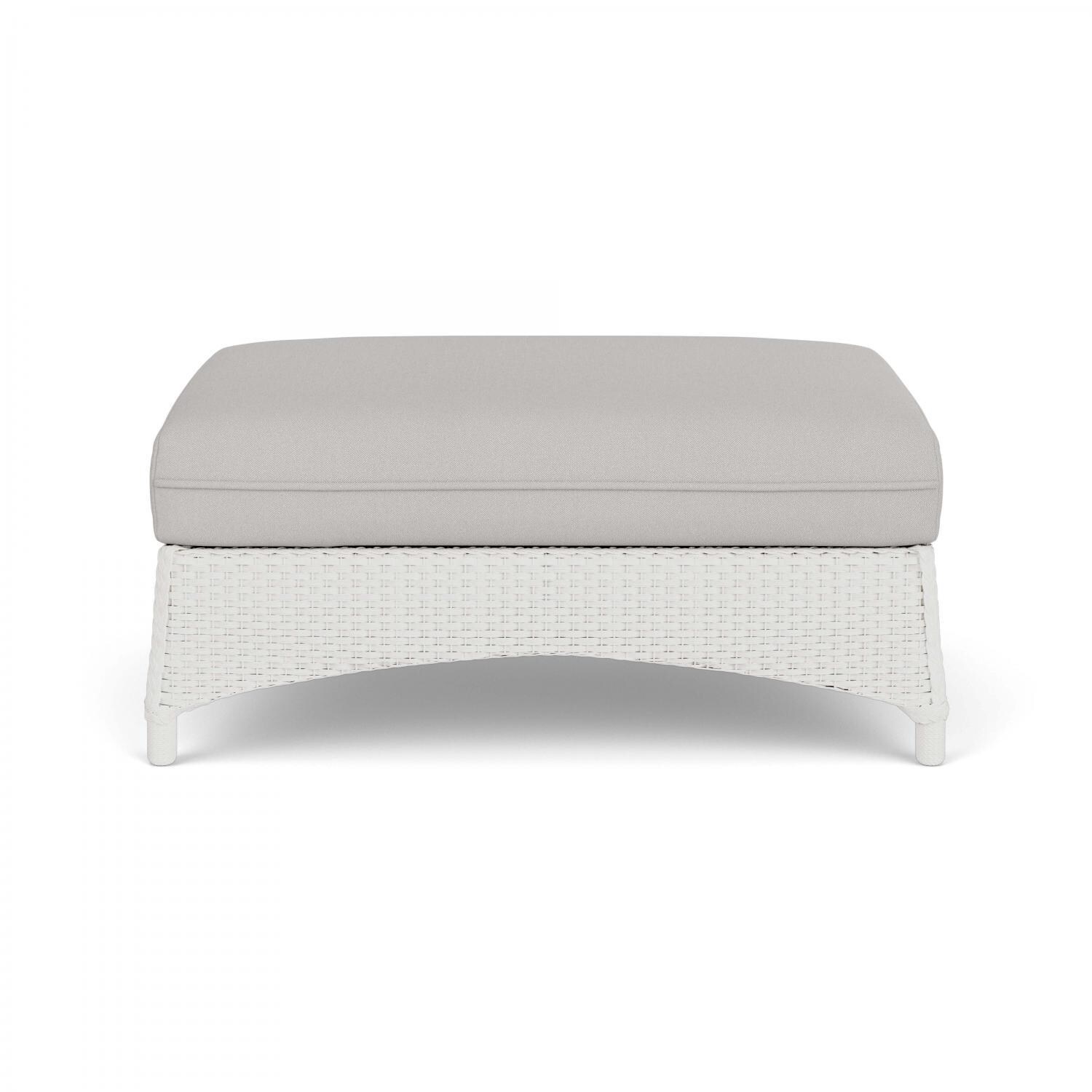 Mandalay Large Wicker Ottoman in Matte White/Tundra Dove By Lloyd Flanders