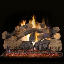 Peterson Real Fyre 24-Inch Charred Grizzly Oak Outdoor Gas Log Set With Vented Natural Gas Stainless G45 Burner - Match Light image