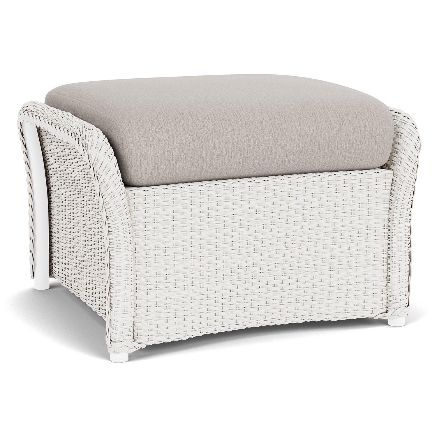 Lloyd Flanders Weekend Retreat Woven Ottoman in White Finish W/ Remy Cloud Fabric - Back Left thumbnail