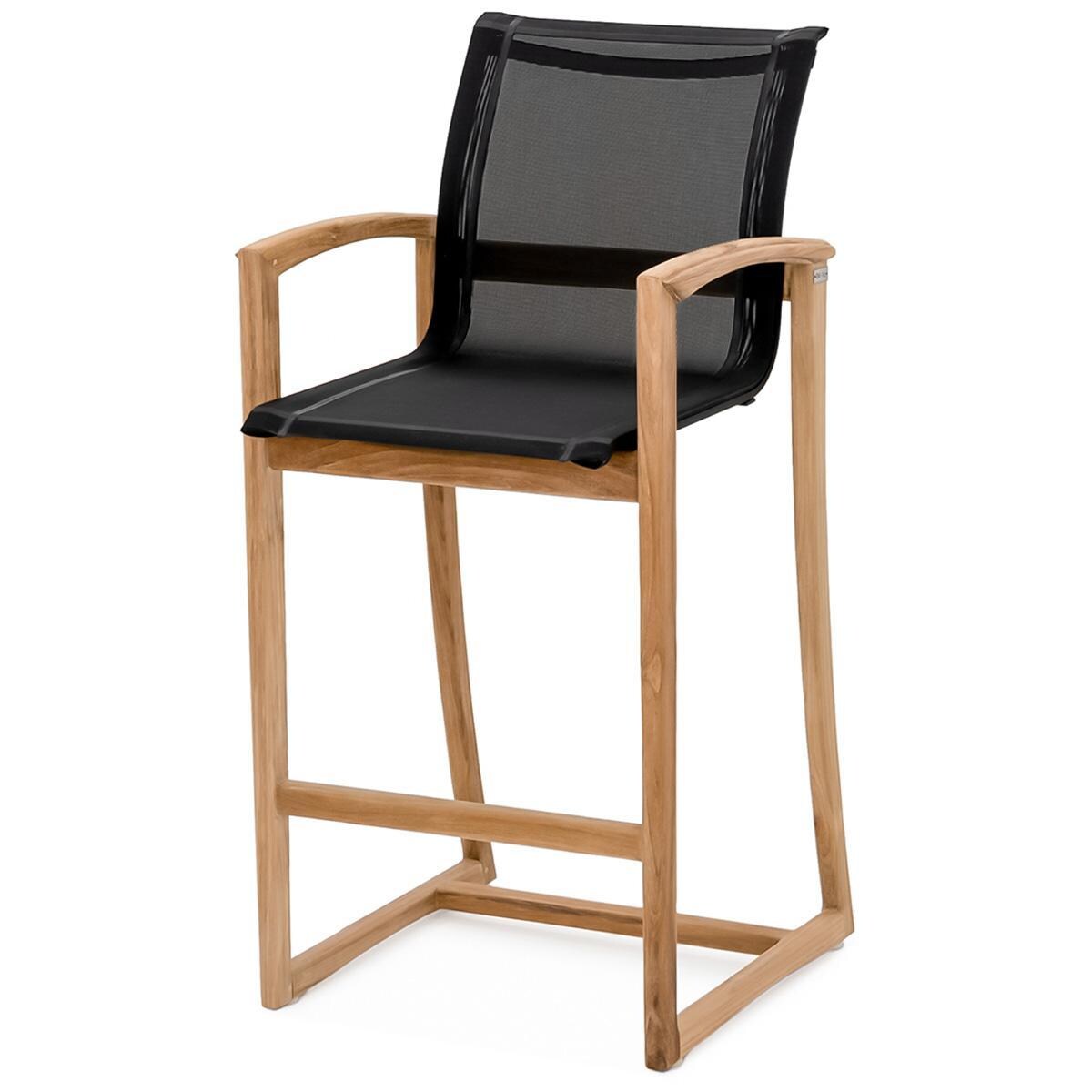 Teak + Table Capri Sling Bar Chair in Black - White Background thumbnail