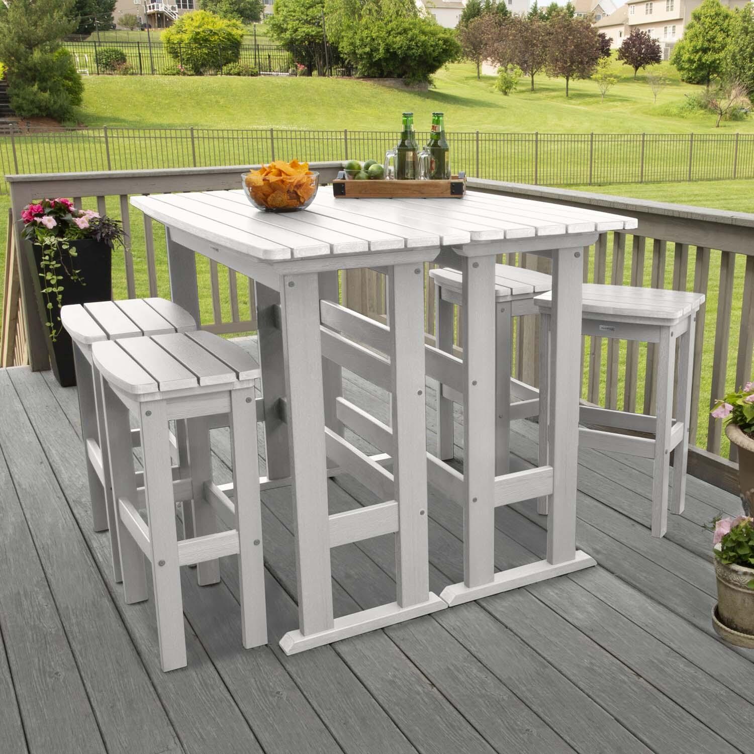 Hart Lane 6 Pc Recycled Plastic Bar Height Dining Set in White By Lakeview Outdoor Designs - Lifestyle thumbnail