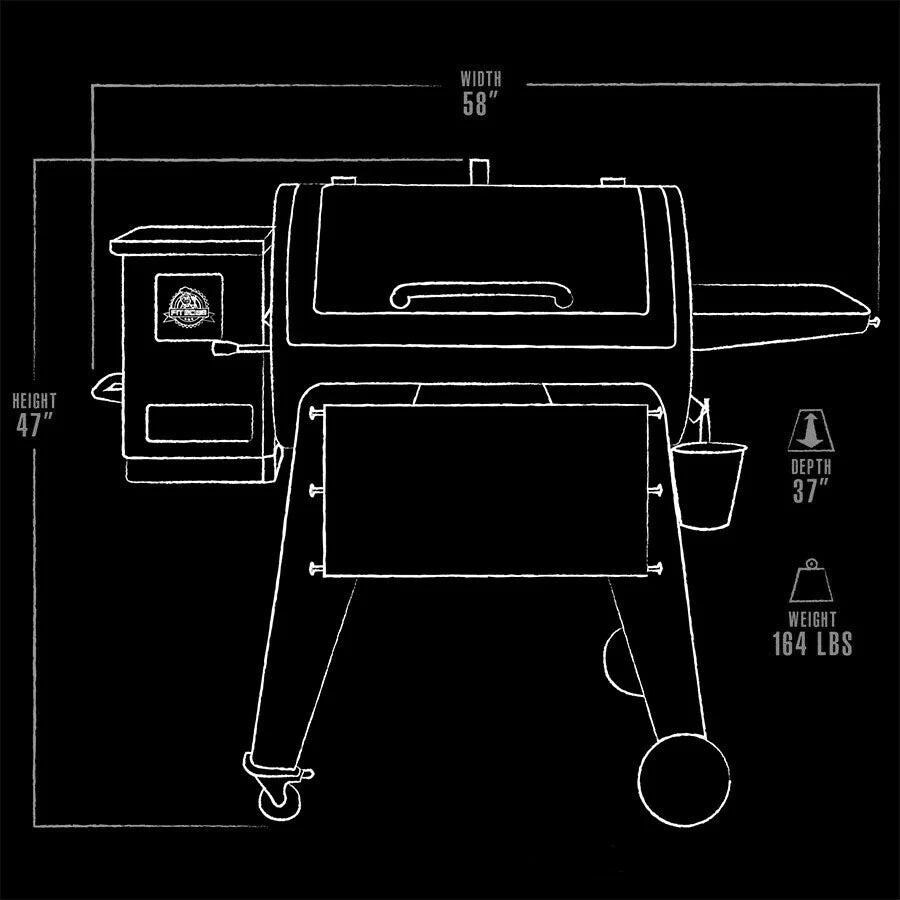 Pit Boss PBPEL085010527 Navigator 850 Wood Pellet Grill W/ Cover & Folding Front Shelf - Exterior Dimensions thumbnail