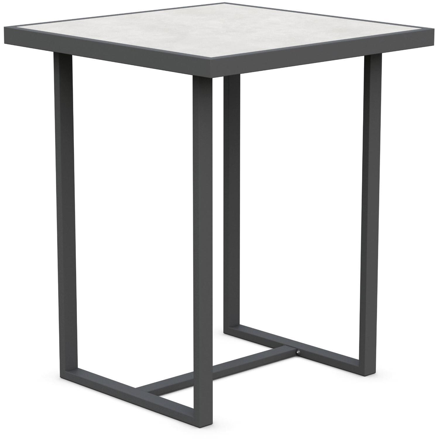 Azzurro Living Pavia 35 Inch Charcoal Aluminum Bar Table W/ Helena Dekton Top - Angled - White Background thumbnail