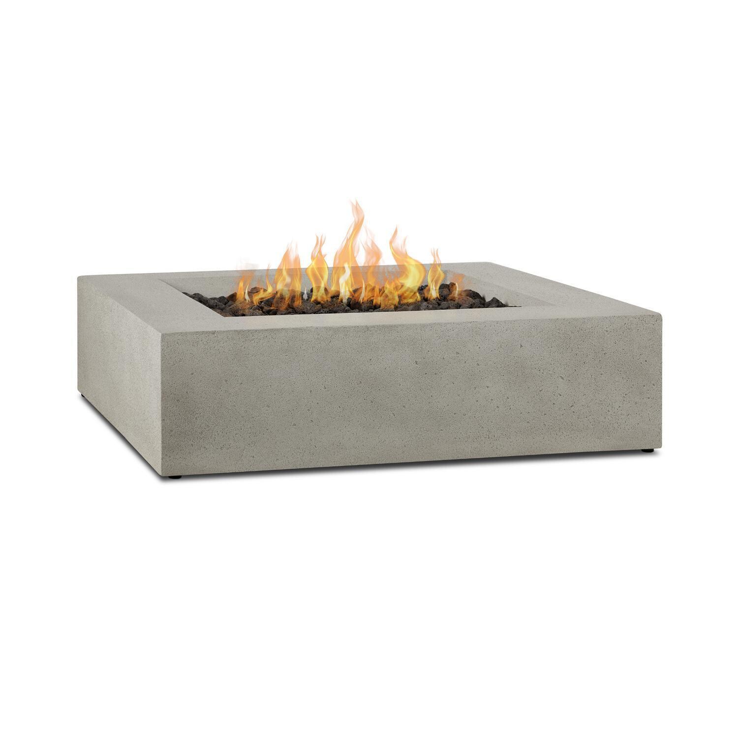 Hillview Bay 2714LP-FLNT 42 Inch Square Glass Fiber Reinforced Concrete Propane Fire Pit Table in Flint by BBQGuys Signature - On - White Background thumbnail