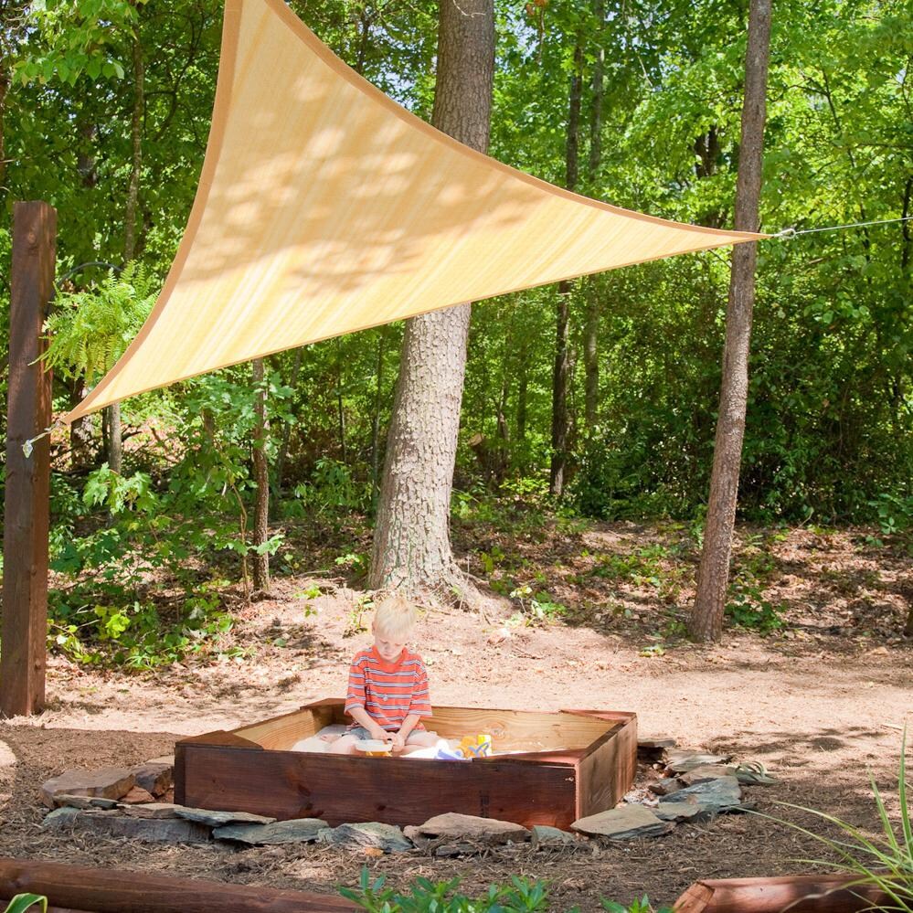 ShadeLogic Sun Shade Sail Heavy Weight 16 Foot Triangle - Sand Sandbox Shade thumbnail