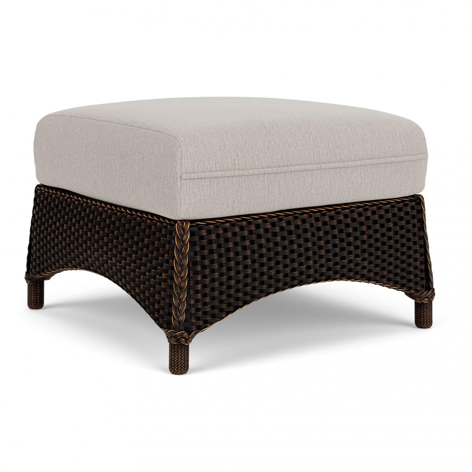 Lloyd Flanders Mandalay Ottoman in Mink Finish with Remy Cloud fabric - Angled thumbnail