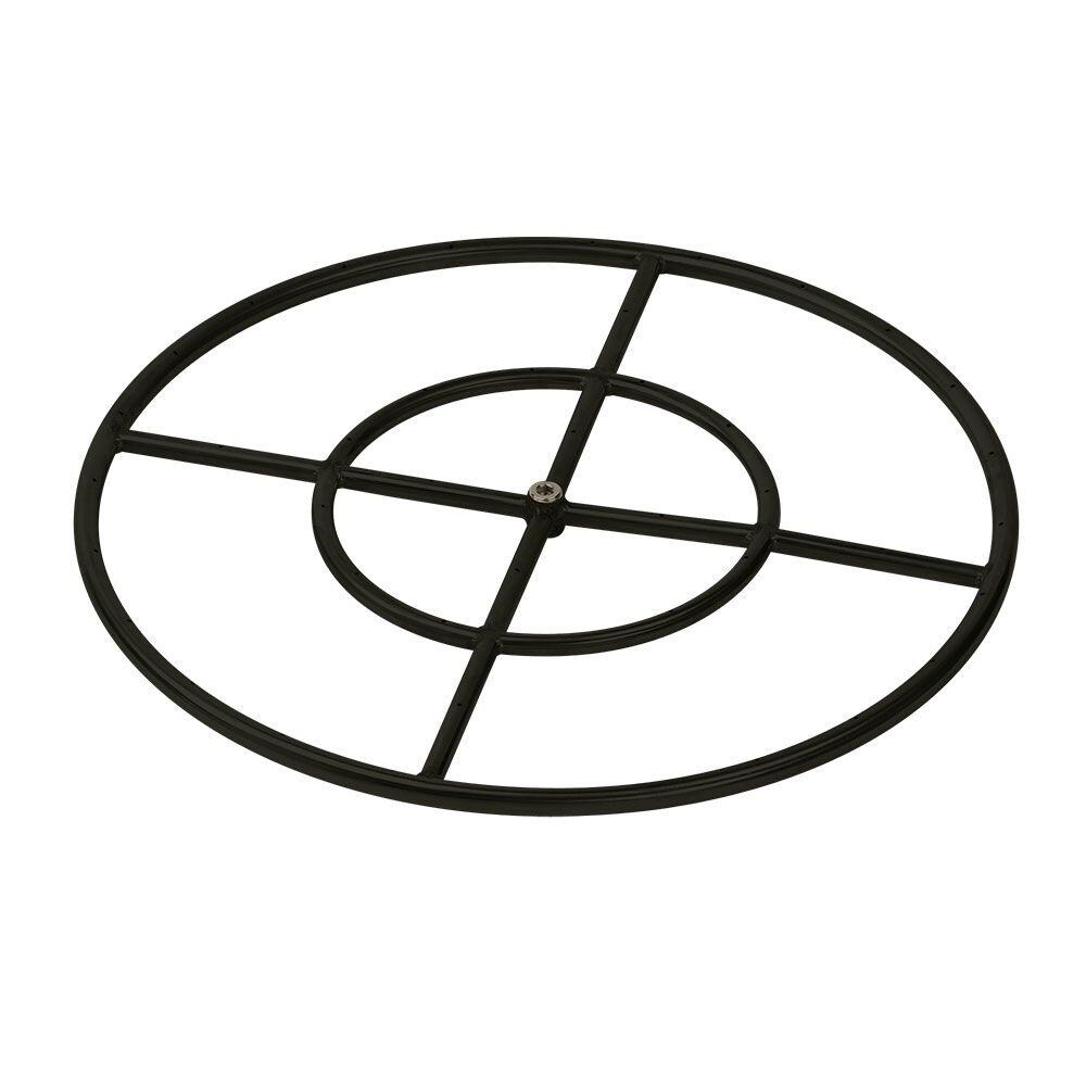 BBQGuys Signature BK-FR-24 24-Inch Double-Ring Black Steel Natural Gas Burner W/ 1/2-Inch Inlet thumbnail