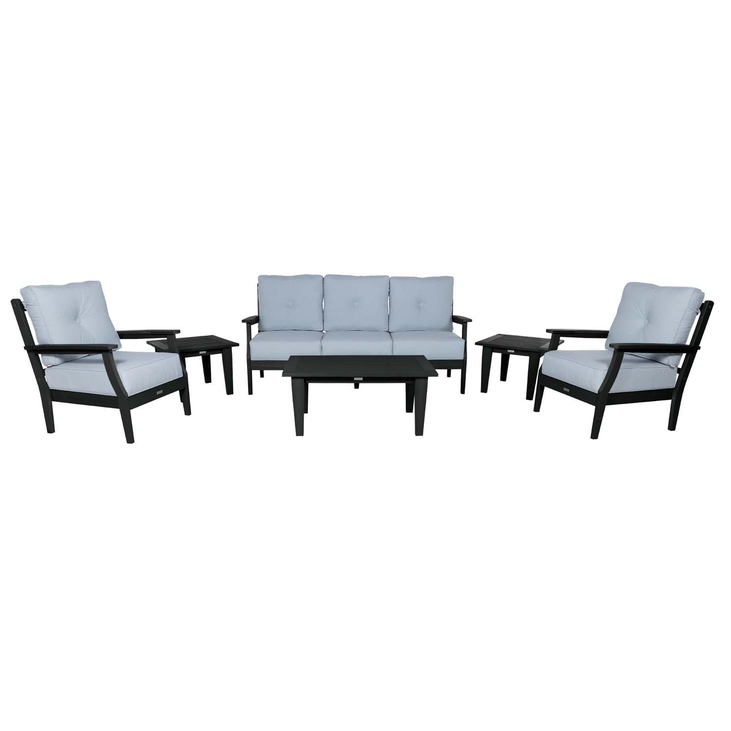 Blushing Bay 6 Pc Recycled Plastic Seating Set w/ Sofa in Bliss Dew/Black by Lakeview Outdoor Designs - White Background thumbnail