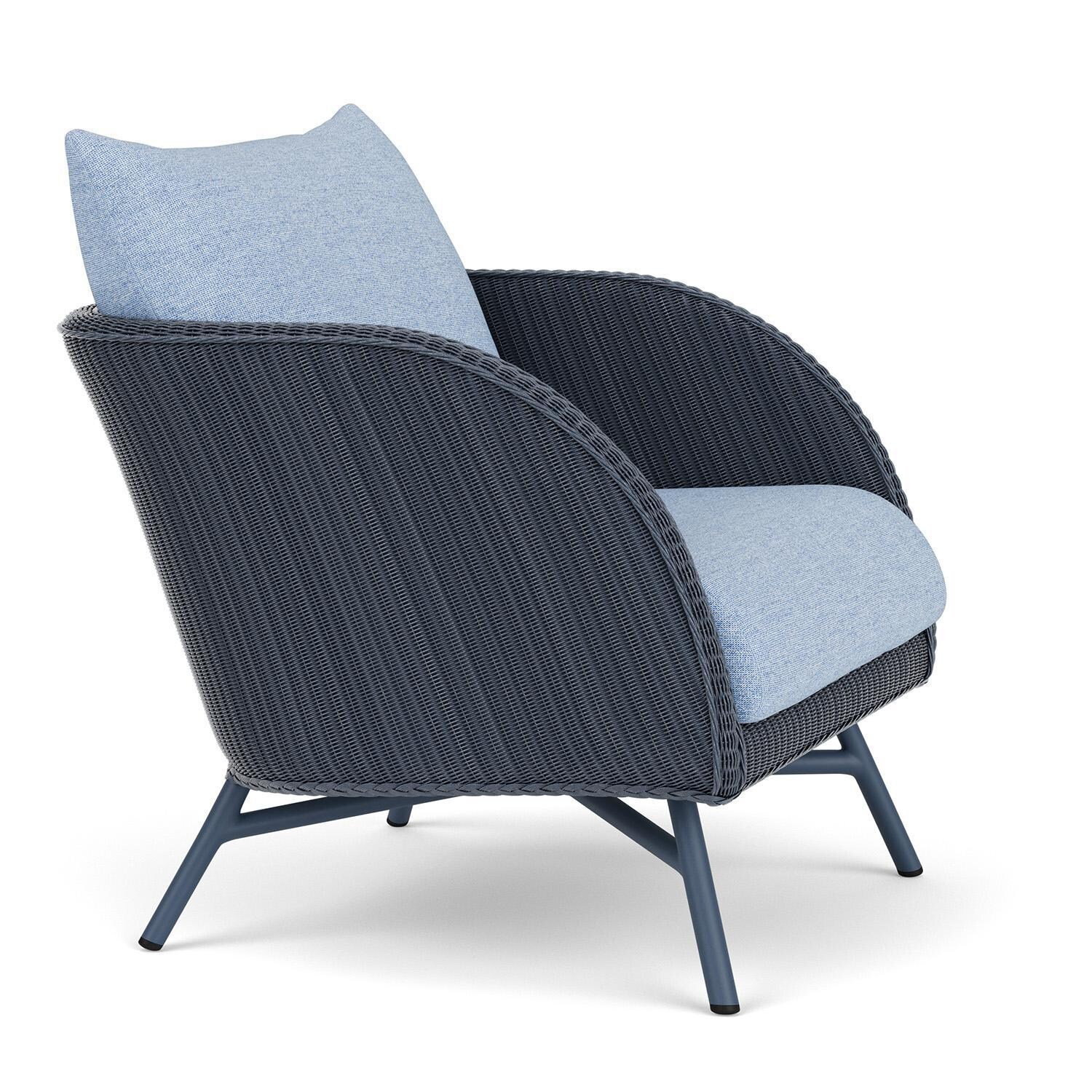 Lloyd Flanders Essence Lounge Chair W/Demo Skyway Fabric - Denim Blue Finish - Angled thumbnail