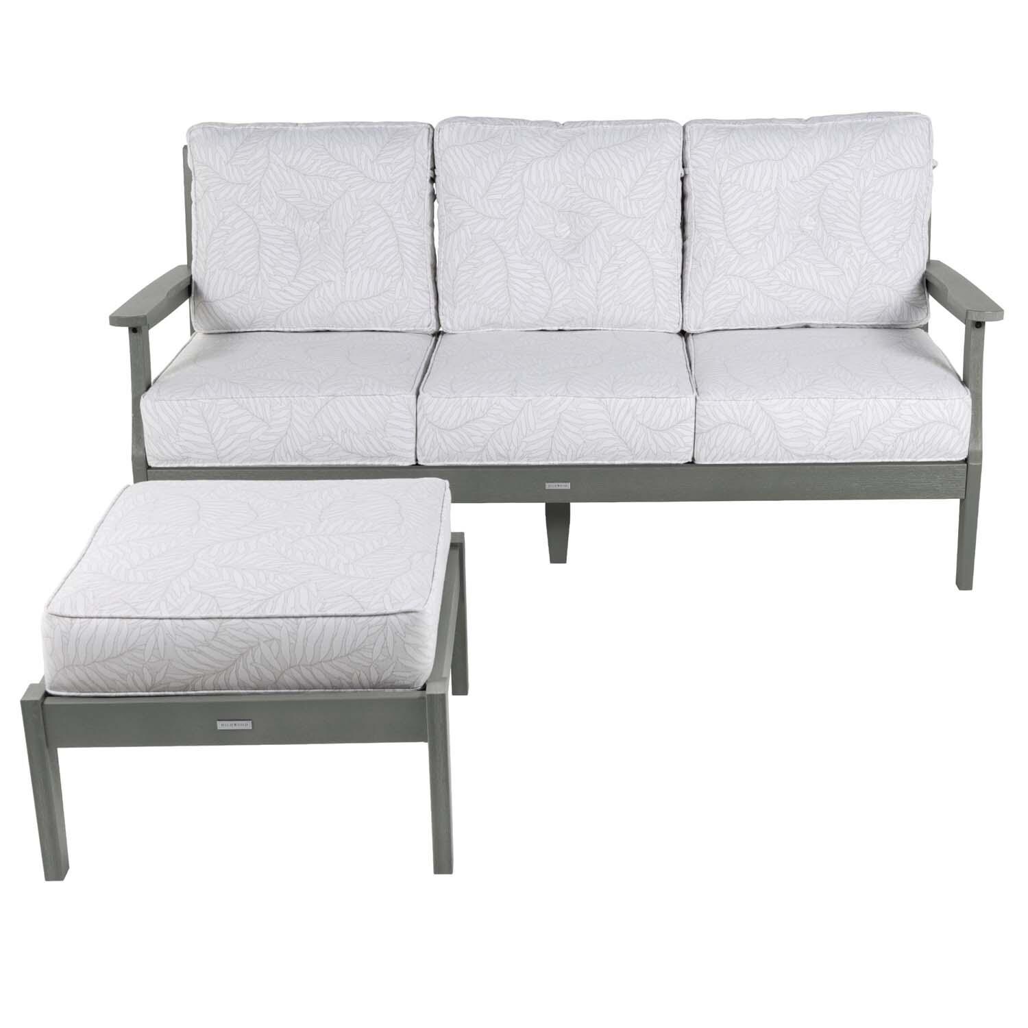 Blushing Bay 2 Pc Recycled Plastic Seating Set in Lively Parchment/Coastal Teak by Lakeview Outdoor Designs - Front View - White Background thumbnail