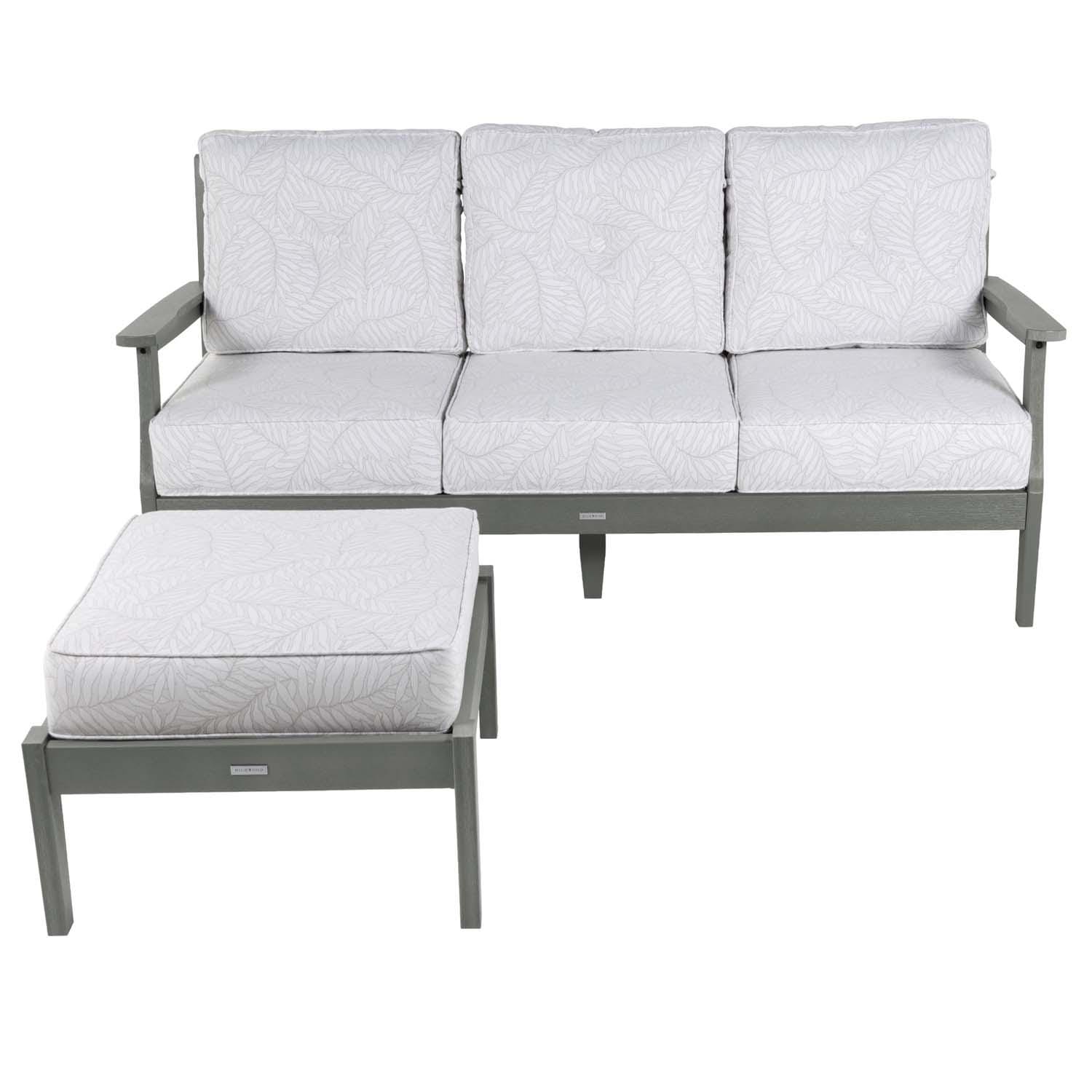Blushing Bay 2 Pc Recycled Plastic Seating Set in Lively Parchment/Coastal Teak by Lakeview Outdoor Designs - Front View - White Background thumbnail