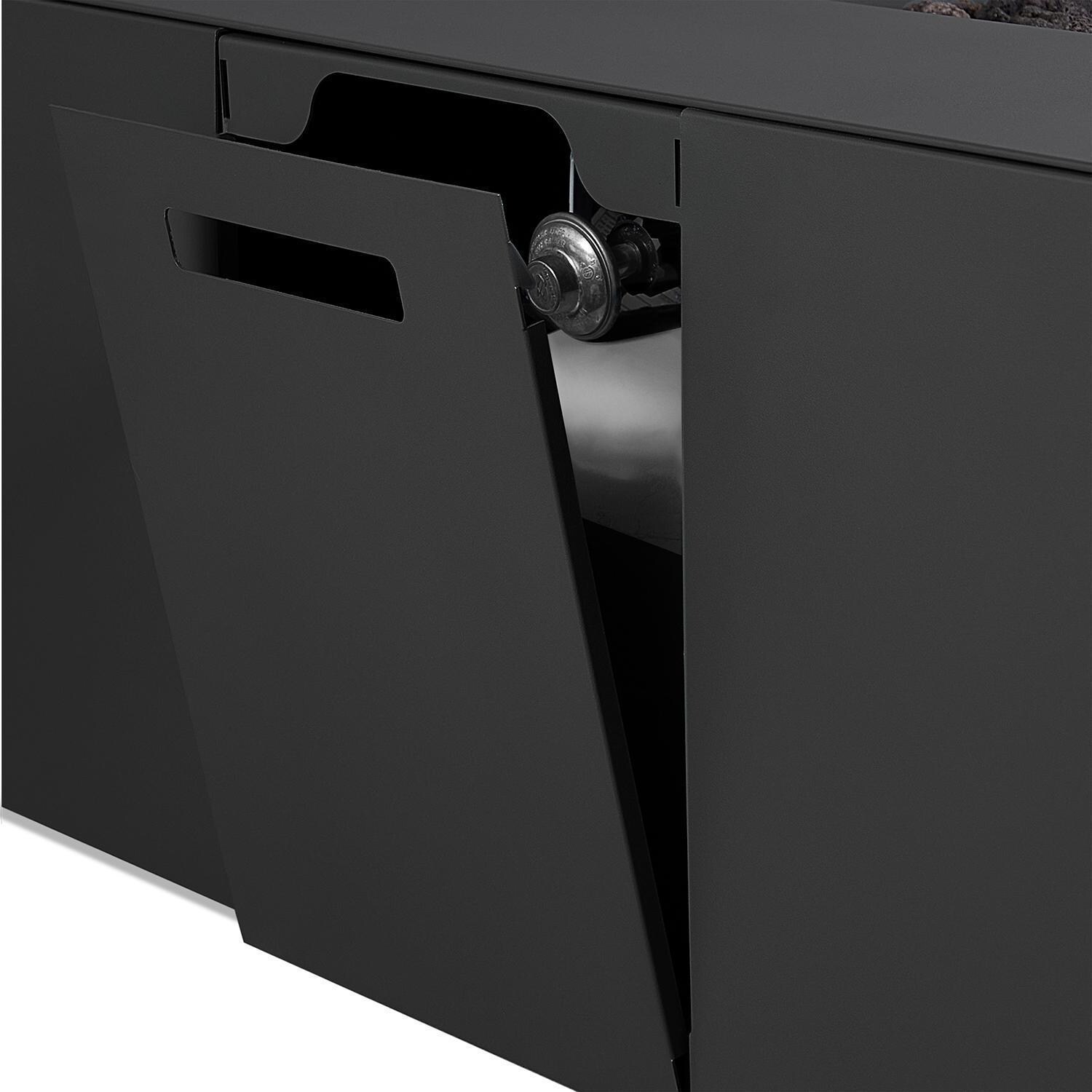 Covewood 4282LP-CHRC 72 Inch Rectangular Aluminum Propane Fire Pit Table in Charcoal by BBQGuys Signature - Side Panel - Detail