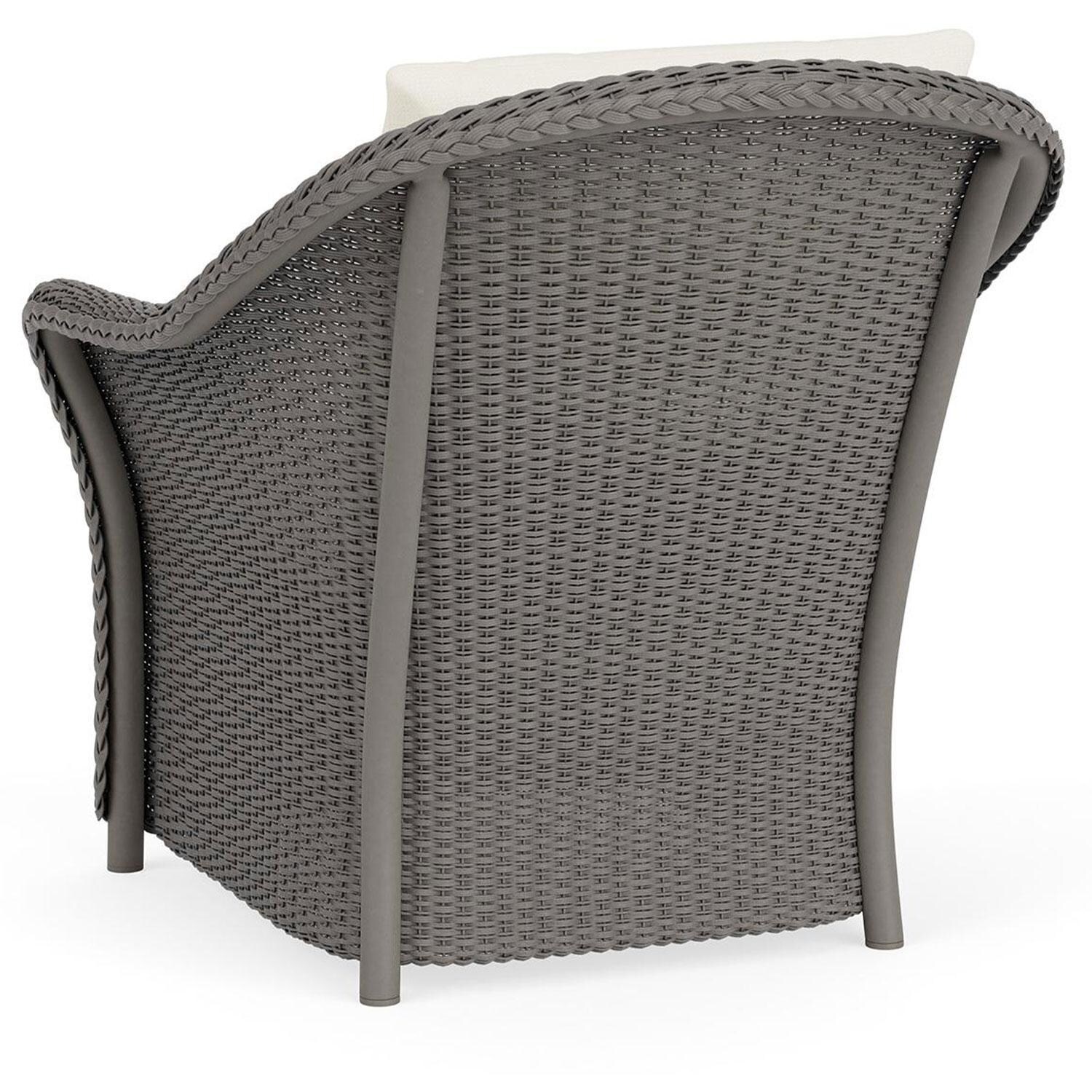 Lloyd Flanders Weekend Retreat Lounge Chair in Pewter Finish W/ Sailcloth Salt Fabric - Back Left thumbnail