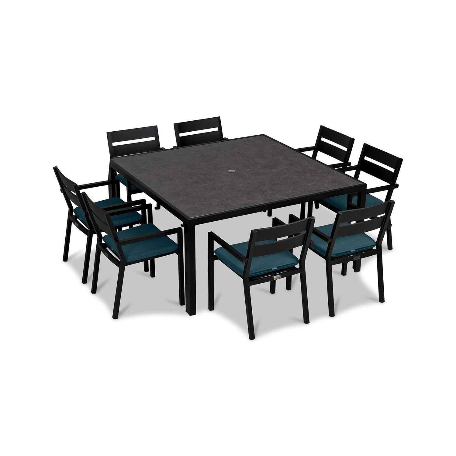 Calm Bay 9 Pc Square Dining Set in Black/Cast Lagoon by Lakeview - White Background thumbnail
