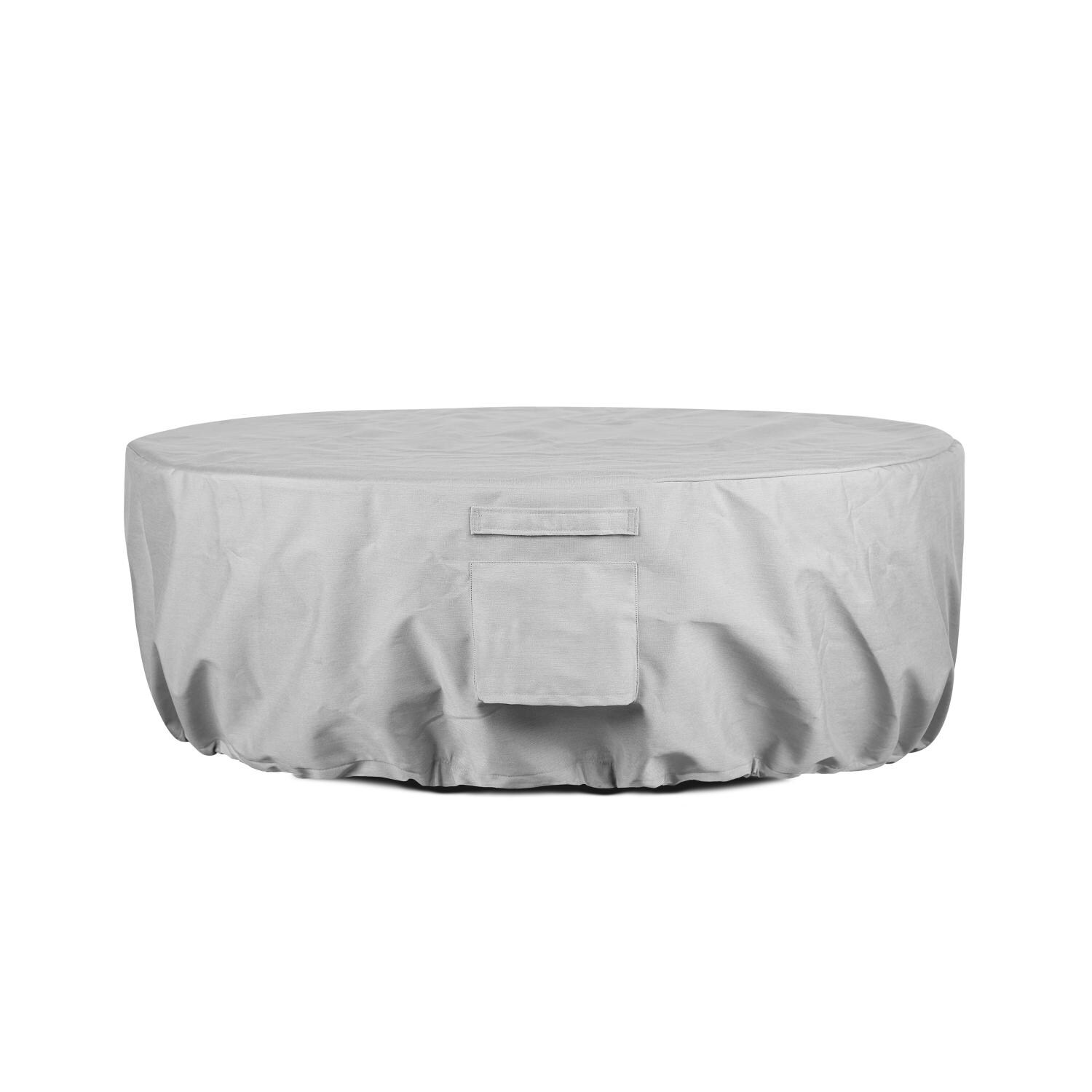 Covewood 41-in Round Aluminum Propane Fire Pit Table in Charcoal by BBQGuys Signature - Cover - White Background thumbnail