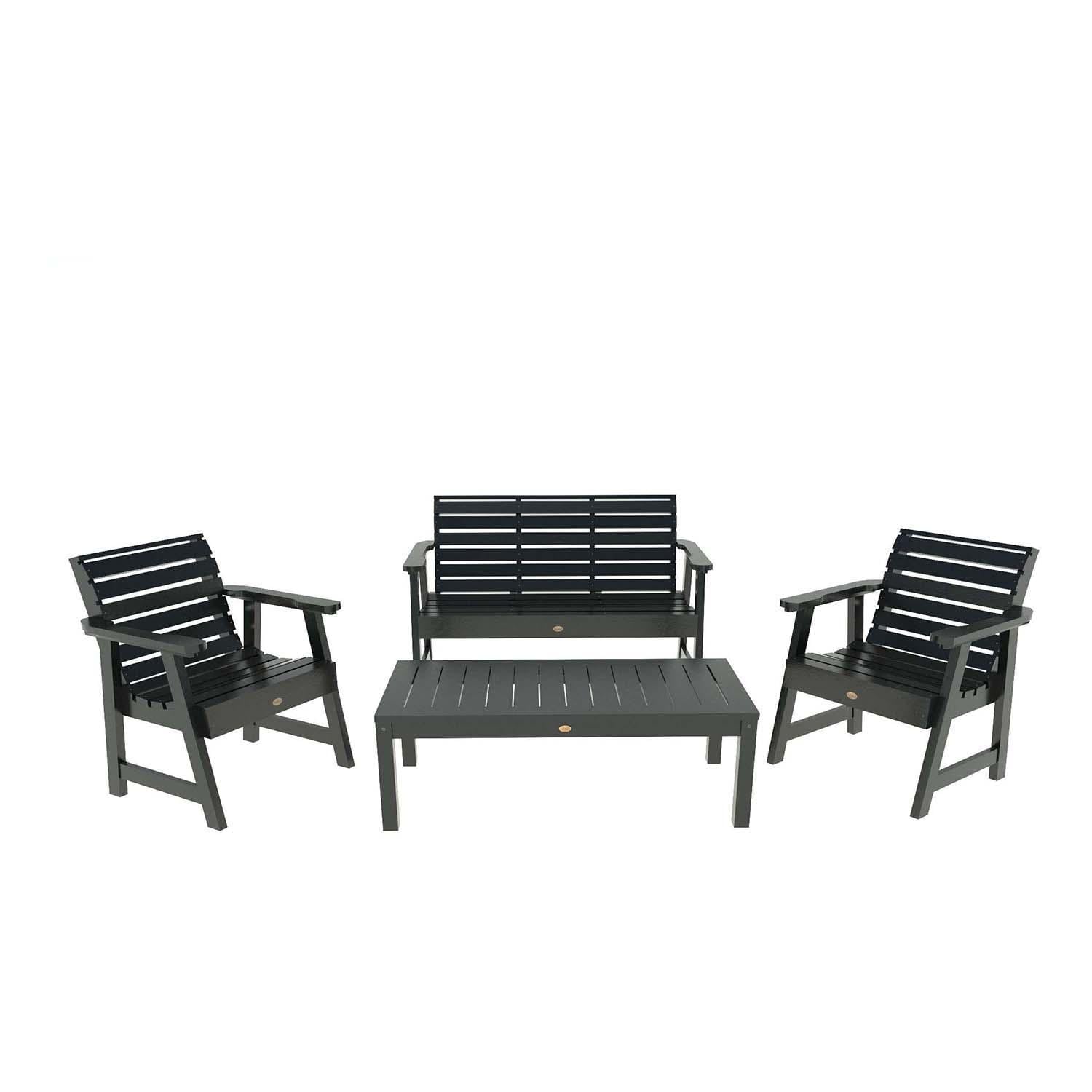 Elm Pointe 4 Pc Set Polyresin Seating Set in Black By Lakeview Outdoor Designs - White Background thumbnail
