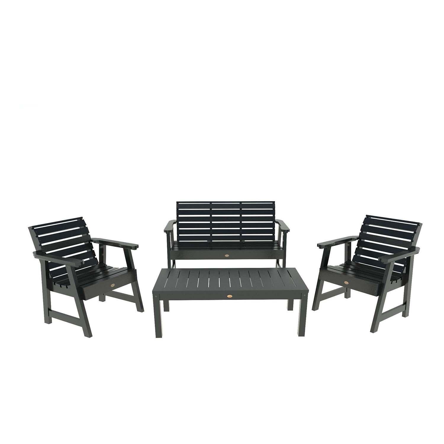 Elm Pointe 4 Pc Set Polyresin Seating Set in Black By Lakeview Outdoor Designs - White Background thumbnail