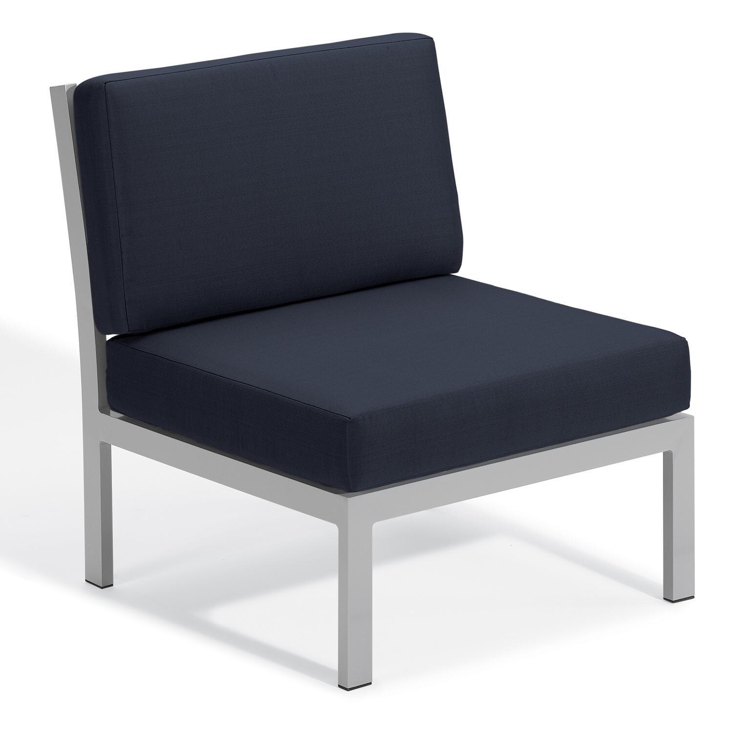 Oxford Garden Travira Modular Armless Aluminum Club Chair in Flint/Midnight Blue thumbnail