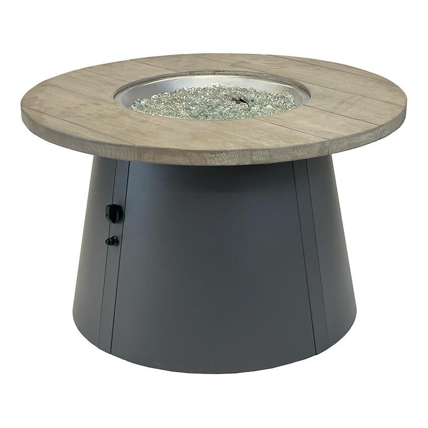 Cirvalo 41 Inch Round Natural Gas Fire Pit Table in Smokey Oak/Charcoal by The Outdoor GreatRoom Company (Ships Propane w/ Conversion Kit)