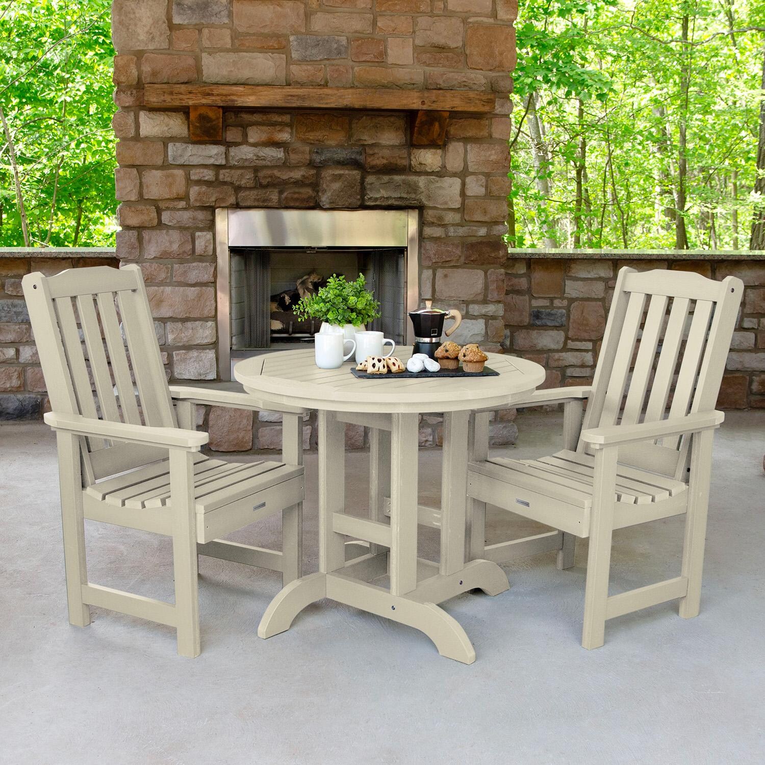 Hart Lane 3 Pc Recycled Plastic Round Dining Set in Whitewash by Lakeview Outdoor Designs