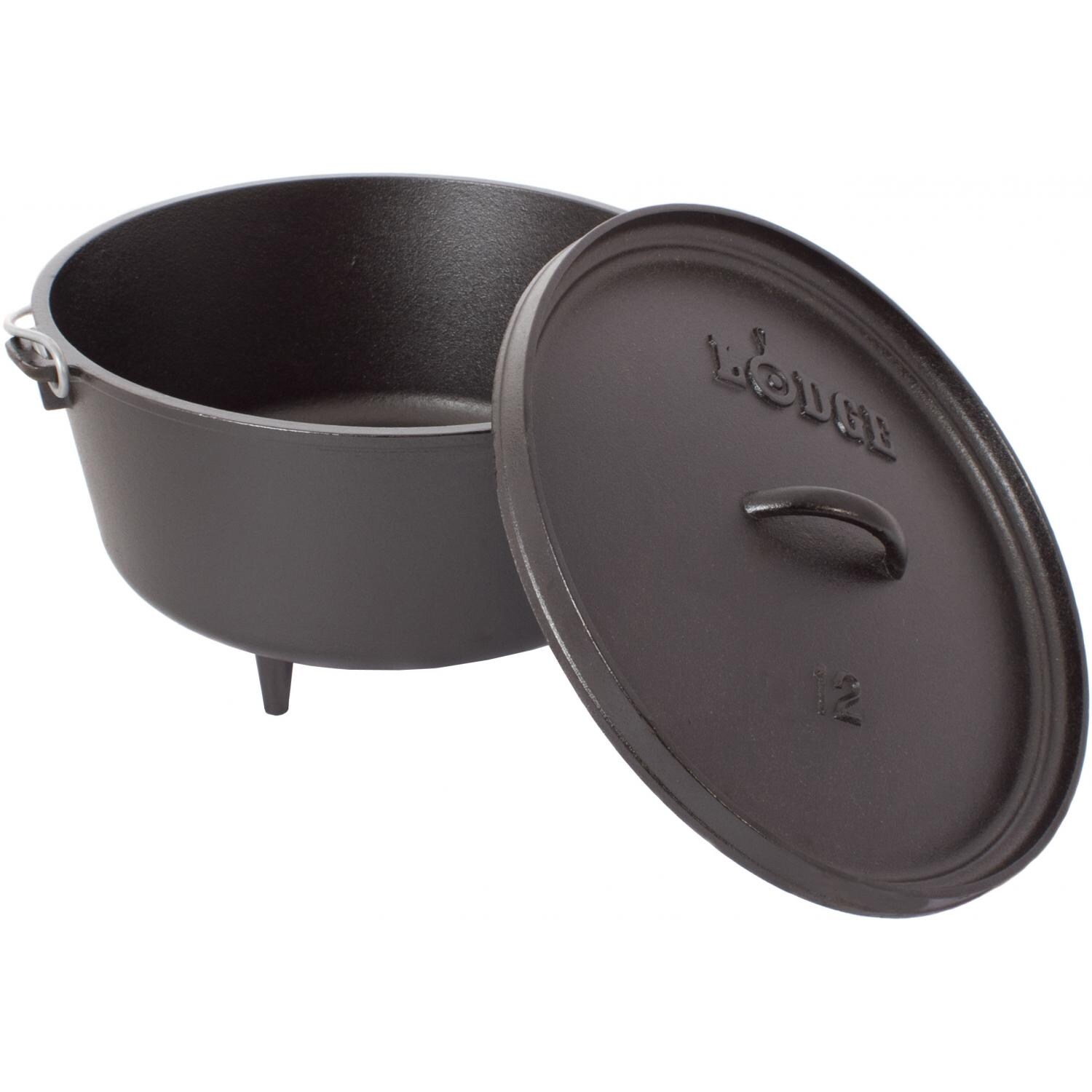 Lodge 8 Quart Seasoned Cast Iron Camping Dutch Oven - Open thumbnail