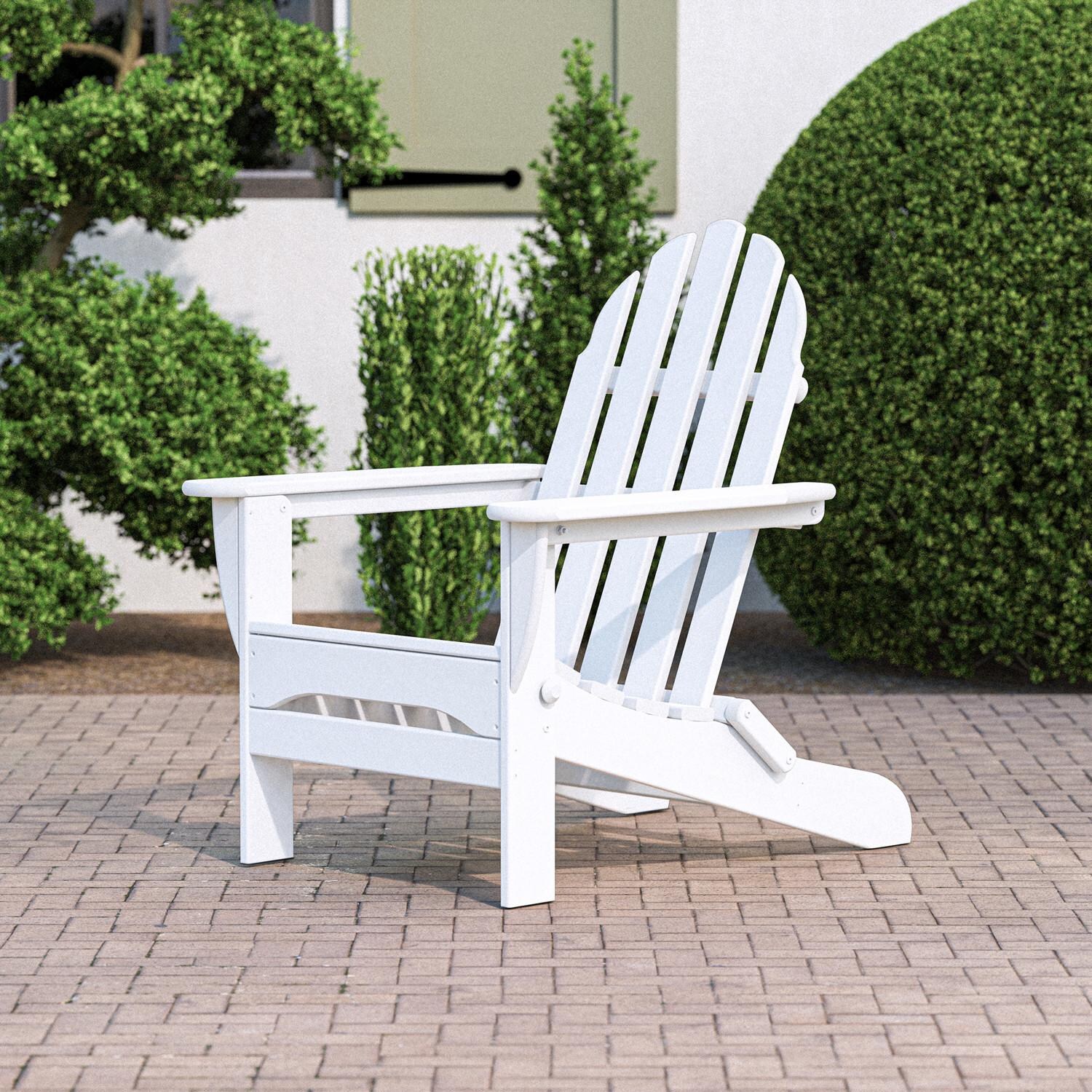 Classic Adirondack Recycled Plastic Folding Adirondack in White by POLYWOOD