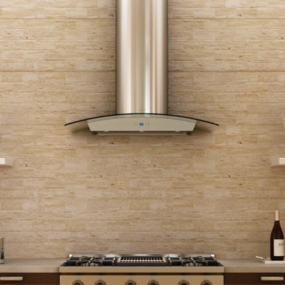 Zephyr Range Hoods 36-Inch Europa Milano Wall Mount Chimney Range Hood With 715 CFM Internal Blower, Glass Canopy - ZMI-M90BG - Front View thumbnail