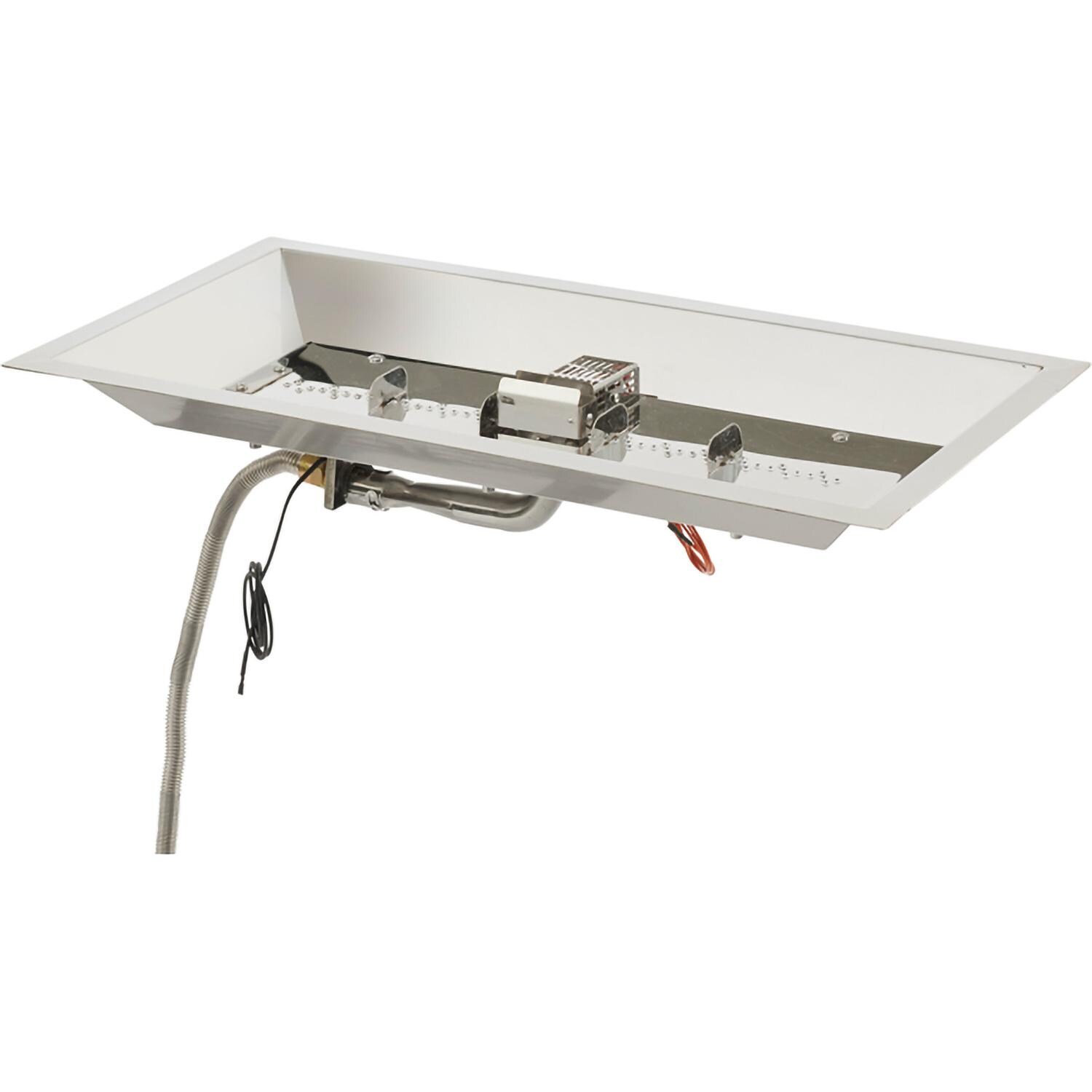 The Outdoor GreatRoom Company Crystal Fire Plus 24 Inch Drop-In Rectangle 55,000 BTU Propane Fire Pit Burner Kit - Stainless Steel