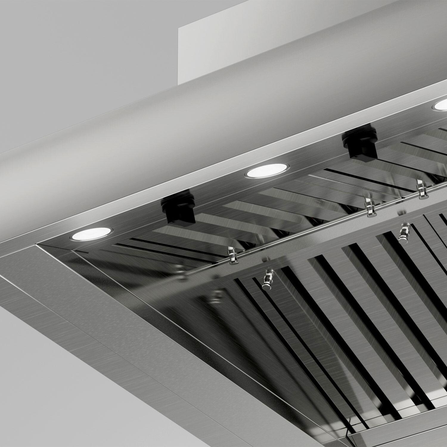 XO Appliance XOGV48S 48-Inch 1200 CFM Vent Hood w/ LED Lighting & Pro Baffle Filters - LED Light Feature - Detail thumbnail