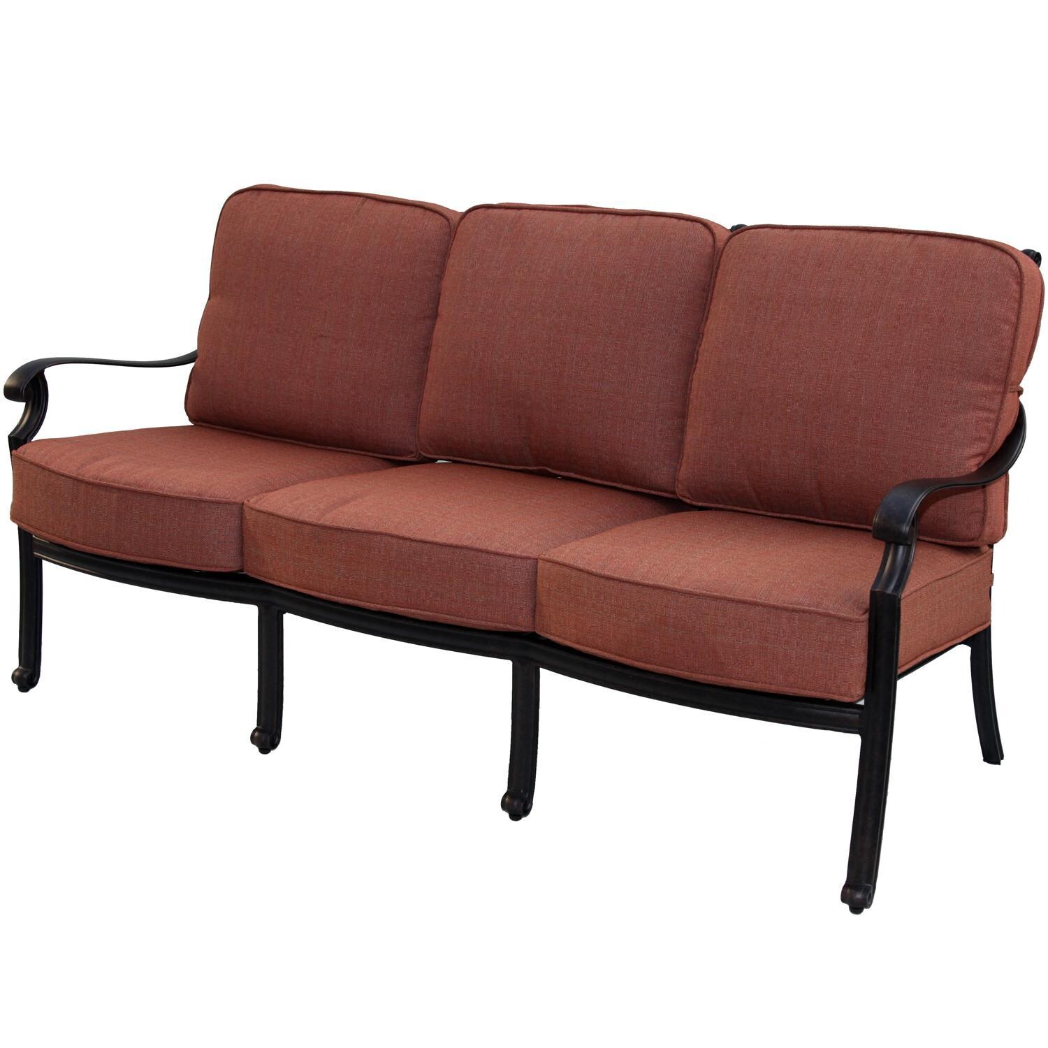 Darlee B/DL108-4PC-80B St. Cruz Cast Aluminum Sofa W/ Spicy Chili Cushions thumbnail