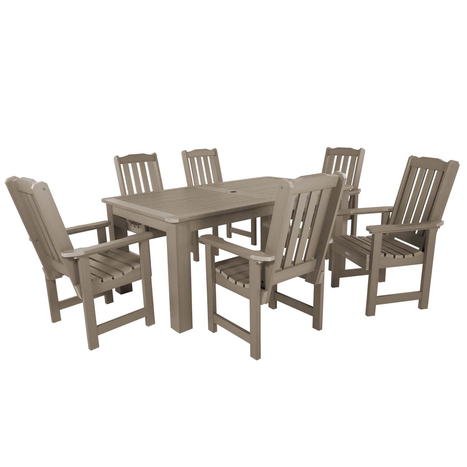 Hart Lane 7 Pc Rectangular Dining Set in Woodland Brown By Lakeview Outdoor Designs - White Background thumbnail