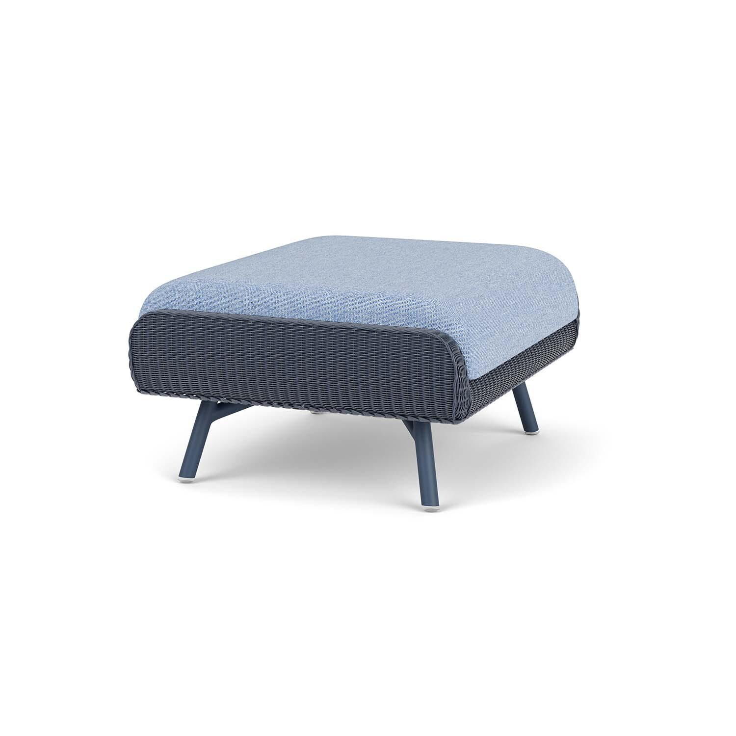 Lloyd Flanders Essence Ottoman W/Demo Skyway Fabric - Denim Blue Finish - Angled thumbnail