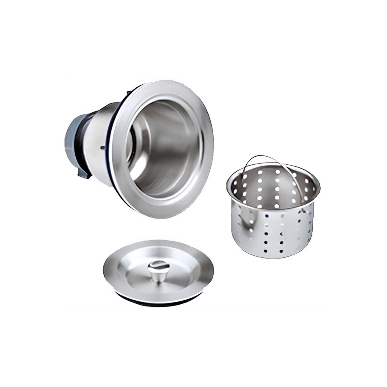 BBQGuys Signature BBQ-18SNK-SS-DM 16 X 18-in Drop-In Stainless Steel Outdoor Sink - Strainer - White Background thumbnail
