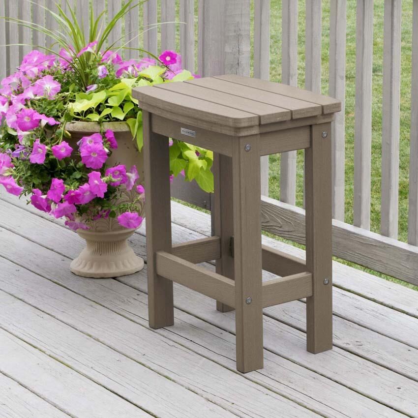 Hart Lane Polyresin Bar Stool Counter Height in Woodland Brown By Lakeview Outdoor Designs - Angled - Lifestyle thumbnail
