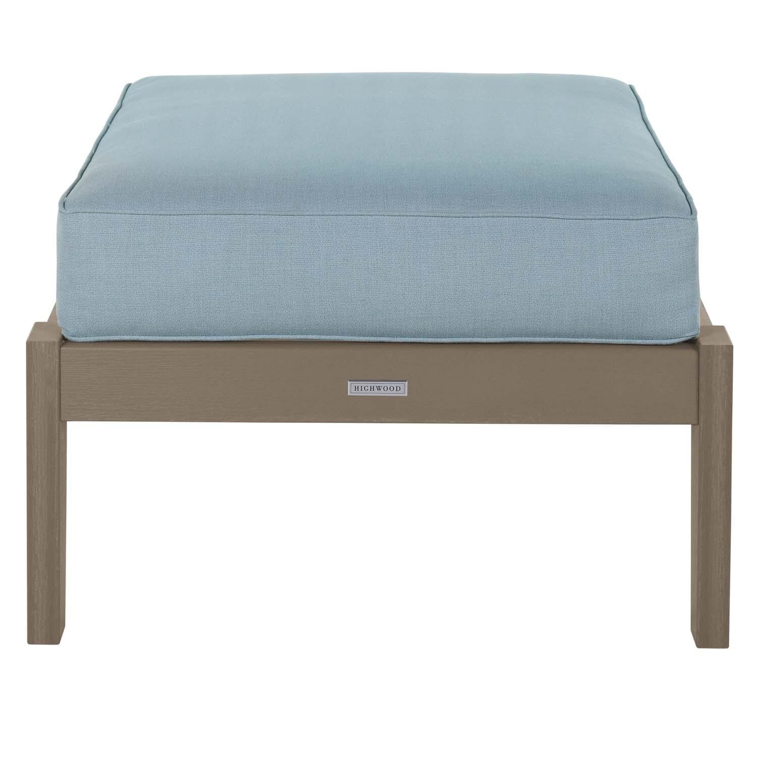 Blushing Bay Recycled Plastic Ottoman in Bliss Dew/Woodland Brown by Lakeview Outdoor Designs - White Background thumbnail