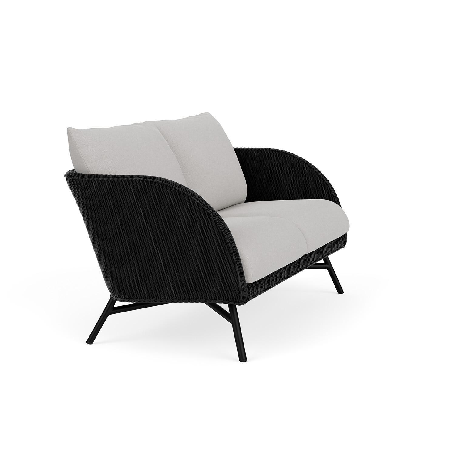 Lloyd Flanders Essence Loveseat W/Tundra Dove Fabric - Ebony Finish - Angled thumbnail
