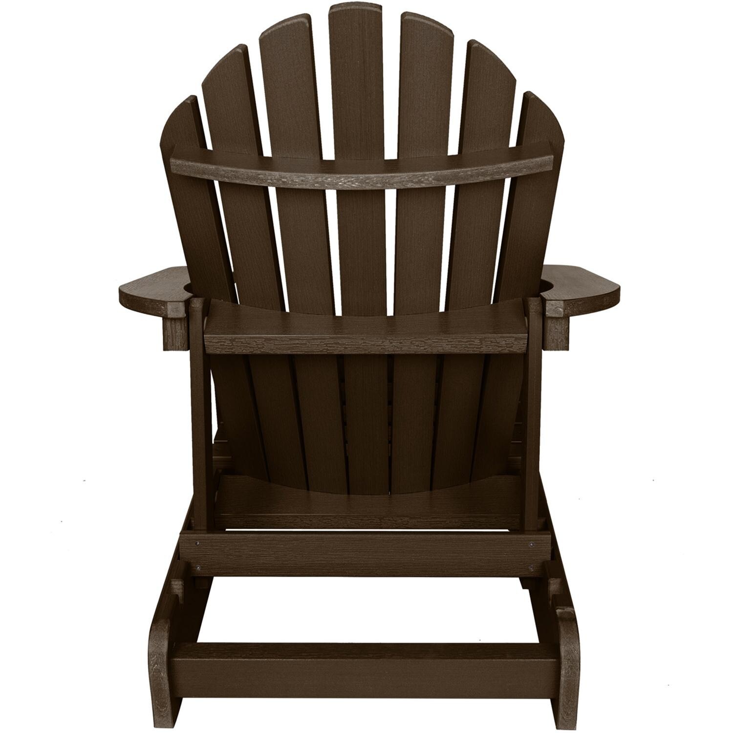 Lakeview Dream Bay Folding & Reclining Adirondack Chair - Weathered Acorn - Back View - White Background thumbnail